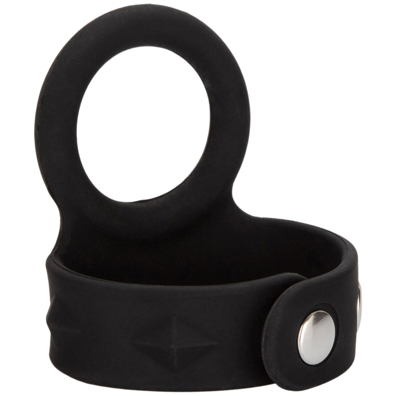CalExotics Tri-Snap Scrotum Support Penis Ring - Black - M